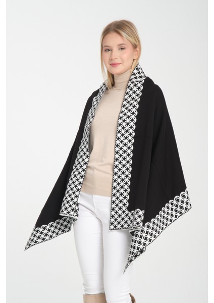 Halkalı Desenli Omuz Şalı, Çift Yönlü Kulanıma Uygun Şık Rahat Omuz Şalı, Triko Omuz Şalı, Omuz Şalı