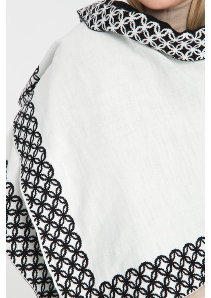 Halkalı Desenli Omuz Şalı, Çift Yönlü Kulanıma Uygun Şık Rahat Omuz Şalı, Triko Omuz Şalı, Omuz Şalı modelleri