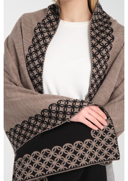 Halkalı Desenli Omuz Şalı, Çift Yönlü Kulanıma Uygun Şık Rahat Omuz Şalı, Triko Omuz Şalı, Omuz Şalı modelleri