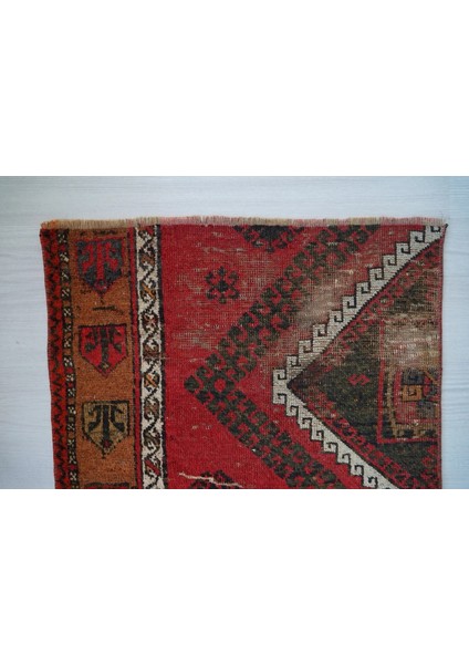 55 x 89 cm Küçük Boy Kırmızı Kahverengi Tribal Desenli El Dokuma Yıkanabilir Kilim fiyatları