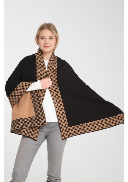 Halkalı Desenli Omuz Şalı, Çift Yönlü Kulanıma Uygun Şık Rahat Omuz Şalı, Triko Omuz Şalı, Omuz Şalı fiyatları