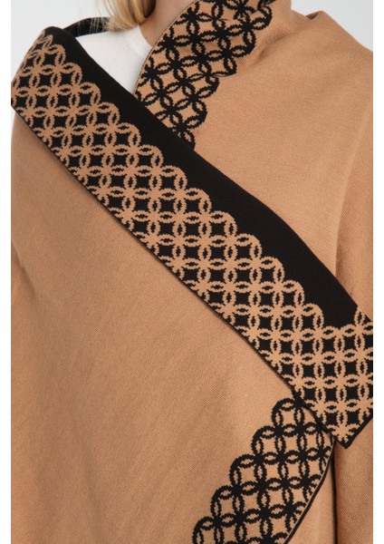 Halkalı Desenli Omuz Şalı, Çift Yönlü Kulanıma Uygun Şık Rahat Omuz Şalı, Triko Omuz Şalı, Omuz Şalı modelleri