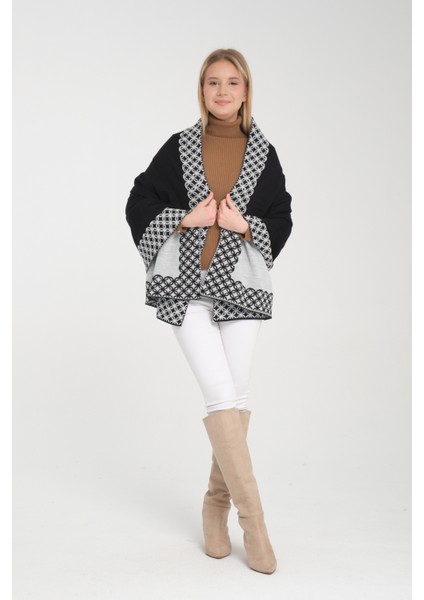 Halkalı Desenli Omuz Şalı, Çift Yönlü Kulanıma Uygun Şık Rahat Omuz Şalı, Triko Omuz Şalı, Omuz Şalı