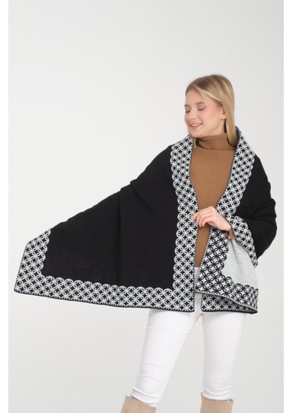 Halkalı Desenli Omuz Şalı, Çift Yönlü Kulanıma Uygun Şık Rahat Omuz Şalı, Triko Omuz Şalı, Omuz Şalı modelleri