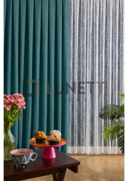 Kullanıma Hazır Koyu Petrol Rengi Pilesiz Ekstraforlu Düz Dikim Fon Perde Tek Kanat 12487