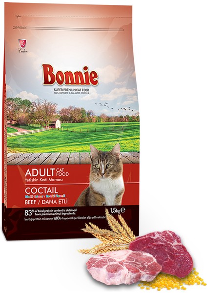 Renkli Taneli Sığır Etli Yetişkin Kedi Maması 1,5 Kg
