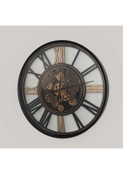 Metal Çarklı Duvar Saati 80*80*8 cm