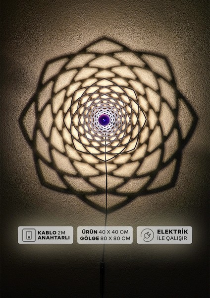 "solar Mandala" 2m Anahtarlı Dekoratif Desenli Gölge Aplik