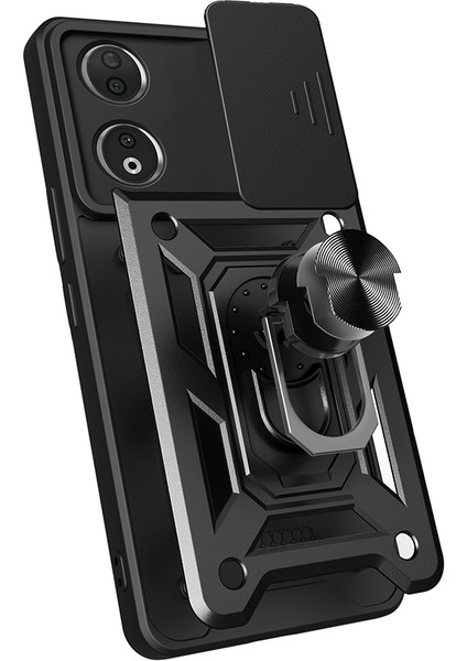 Honor 90 Uyumlu Kılıf Magnetik Standlı Kamera Korumalı Sürgülü Vega Kapak-Mavi fiyatları