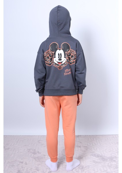 Erkek Çocuk Kapşonlu Eşofman Takımı Mickey Mouse Sırt Baskılı Ribanalı F3 fiyatları