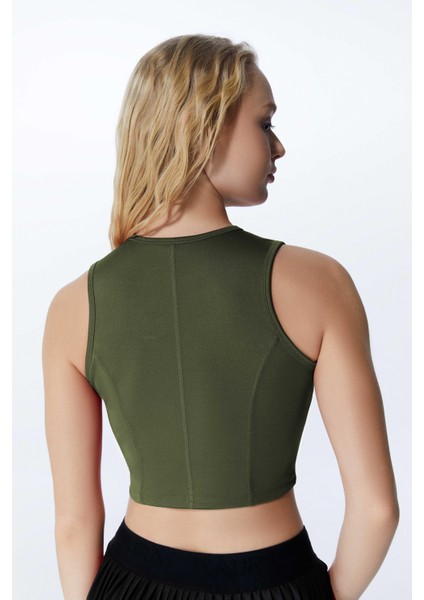 Ed 2343-06 Barty Dry-Touch Crop Kolsuz Kadın Üstü Haki modelleri