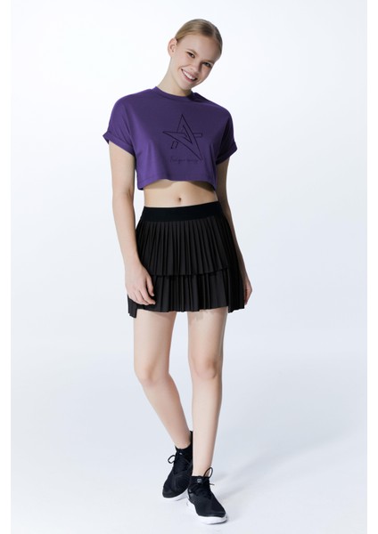 ED2307-07 Victoria Crop Cotton Modal Genç ve Kadın Tişört Mor fiyatları