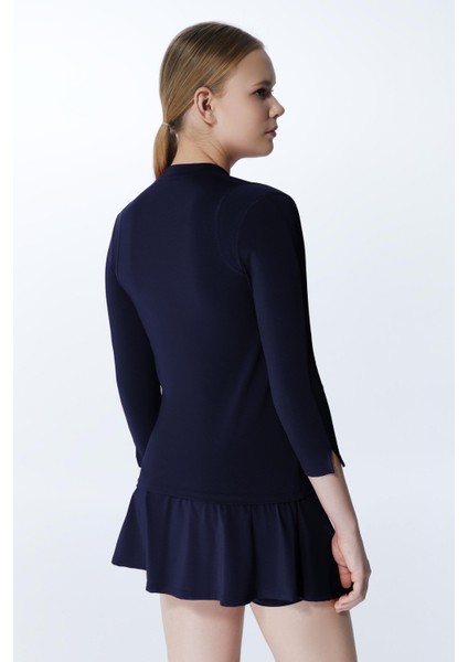 ED7755-07 Elena Dry-Touch V-Yaka Uzun Kollu Kadın Tenis , Koşu Üstü Lacivert fırsatları