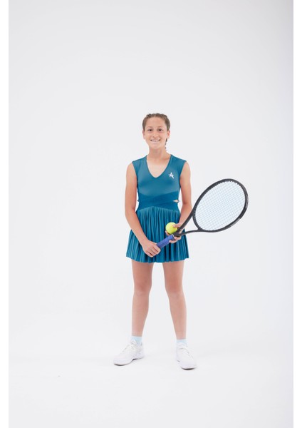 Ed 2365-09 Adriana Spor Elbise Çocuk - Petrol (Tenis, Golf, Pickleball, Dans)