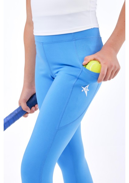 Ed 2338-05 Carolina Cepli Uzun Kız Çocuk Sporcu Tayt-Mavi- fırsatları