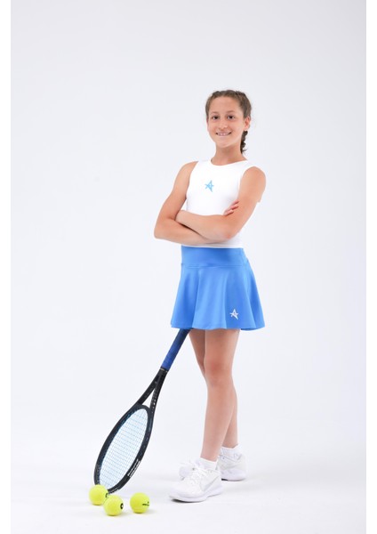 ED2390-02 Tulıp Kloş Dry-Touch Çocuk Spor Etek Şortlu Mavi - Tenis Dans Yoga modelleri