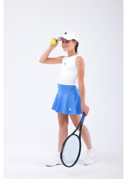 ED2390-02 Tulıp Kloş Dry-Touch Çocuk Spor Etek Şortlu Mavi - Tenis Dans Yoga indirimleri
