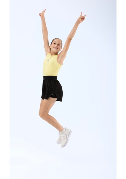 Ed 2349-06 Tamara Dry-Touch Piliseli Kız Çocuk Şort Siyah (Tenis, Koşu, Pilates, Yoga, Pickleball) fiyatları