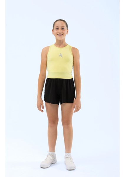 Ed 2349-06 Tamara Dry-Touch Piliseli Kız Çocuk Şort Siyah (Tenis, Koşu, Pilates, Yoga, Pickleball) modelleri