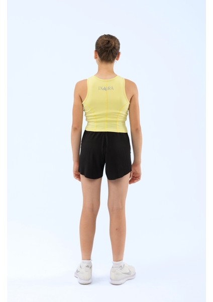 Ed 2349-06 Tamara Dry-Touch Piliseli Kız Çocuk Şort Siyah (Tenis, Koşu, Pilates, Yoga, Pickleball) indirimleri