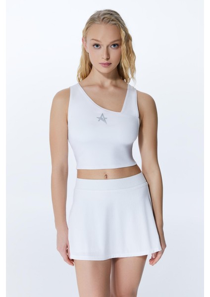 Ed 2326-01 Rihanna Dry-Touch Asimetrik Detaylı Kadın Üstü Beyaz fırsatları