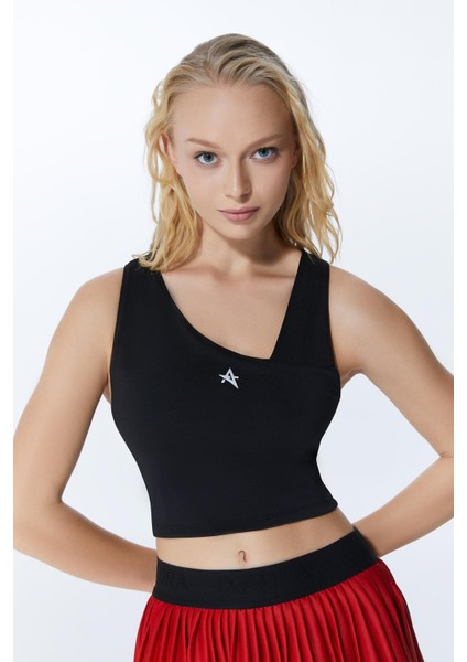 Ed 2326-02 Rihanna Dry-Touch Asimetrik Detaylı Kadın Üstü Siyah