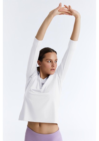 ED7755-01 Elena Dry-Touch V-Yaka Uzun Kollu Kadın Tenis Beyaz modelleri