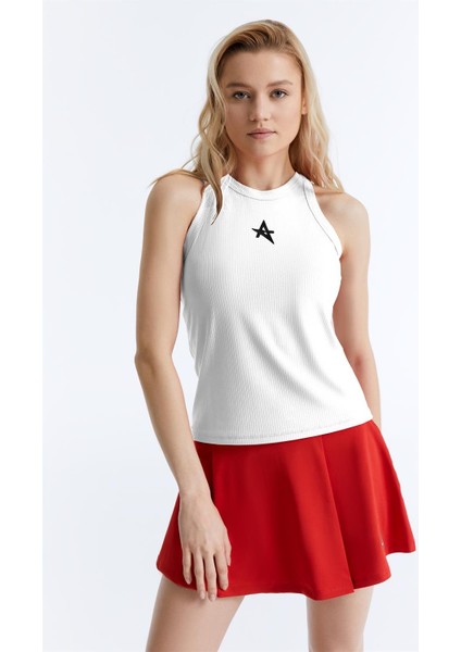 ED7744-01 Sabalenka Dry-Touch Yüzücü Yaka Kadın Tenis , Koşu Atleti Beyaz