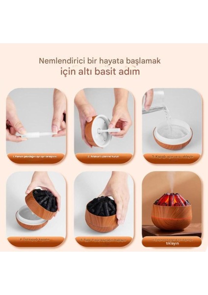 Dekoratif Şık Tasarım Uyumlu Odun Ateşi Tasarımlı Oda-Ofis Hava Nemlendirici indirimleri