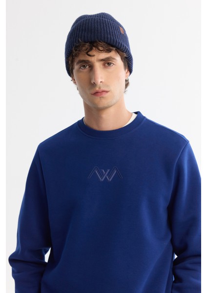 Erkek Saks Bisiklet Yaka Pamuklu Şardonlu Baskılı Regular Fit Sweatshirt B001033 fiyatları