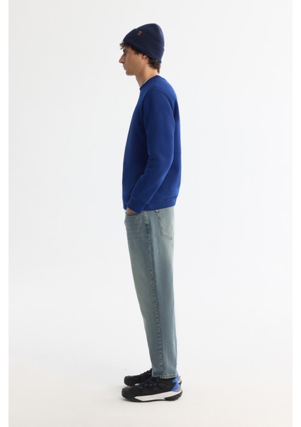 Erkek Saks Bisiklet Yaka Pamuklu Şardonlu Baskılı Regular Fit Sweatshirt B001033 indirimleri