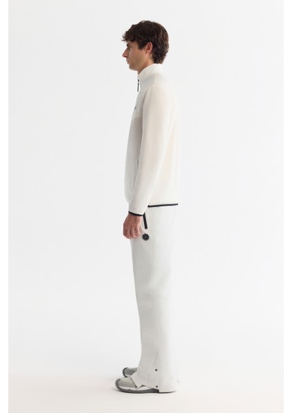 Erkek Ekru Soğuğa Dayanıklı Fermuarlı Dik Yaka Polar Regular Fit Sweatshirt A42Y1380
