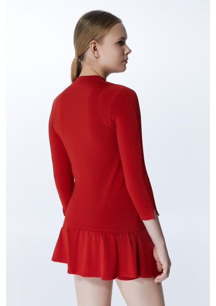 ED7755-04 Elena Dry-Touch V-Yaka Uzun Kollu Kadın Tenis , Koşu Üstü , Kırmızı fırsatları