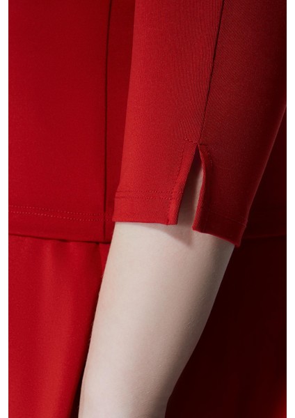 ED7755-04 Elena Dry-Touch V-Yaka Uzun Kollu Kadın Tenis , Koşu Üstü , Kırmızı indirimleri