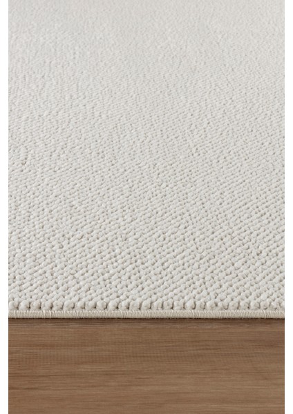Stockholm %100 Polyester Yumuşak Dokulu Bukleli Dokuma Makina Halısı Oturma Odası Salon Mutfak Halısı Beyaz Yolluk indirimleri