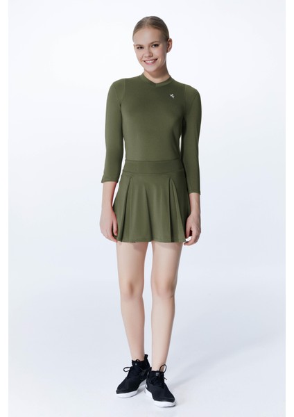 ED7755-08 Elena Dry-Touch V-Yaka Uzun Kollu Kadın Tenis , Koşu Üstü Haki fiyatları