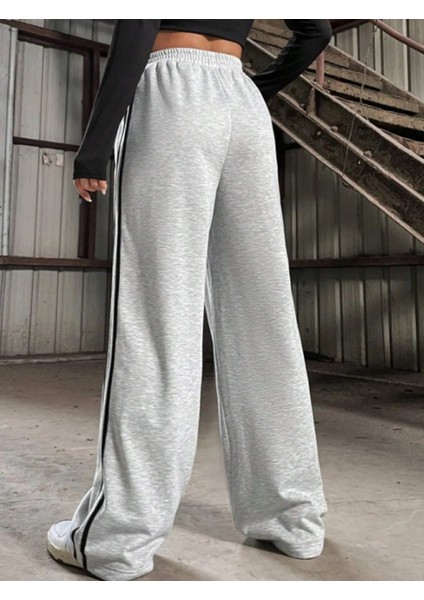 Siyah Çift Şeritli Kadın Bol Paça Eşofman Altı fiyatları