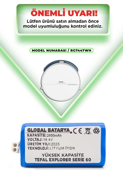 Tefal Explorer Serie 60 Uyumlu Akıllı Robot Süpürge Bataryası 14.4V 3200MAH Pil (Ultra Kapasite) indirimleri