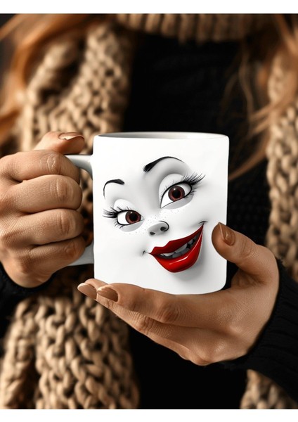 Ifade Surat Temalı 3 Boyutlu Tasarım Seramik Kupa Mug