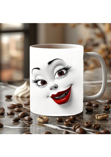 Ifade Surat Temalı 3 Boyutlu Tasarım Seramik Kupa Mug