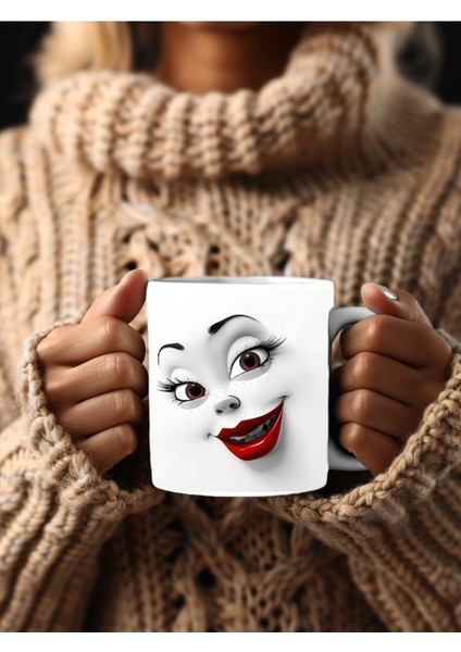 Ifade Surat Temalı 3 Boyutlu Tasarım Seramik Kupa Mug