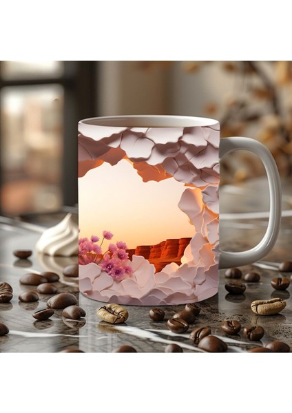 Manzara Şeklinde Tam Boy 3 Boyutlu Tasarım Seramik Kupa Mug modelleri