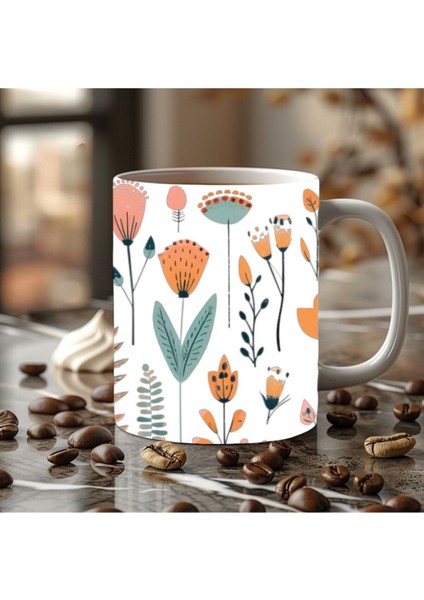 Renkli Karışık Çiçek Şeklinde 3 Boyutlu Tasarım Seramik Kupa Mug