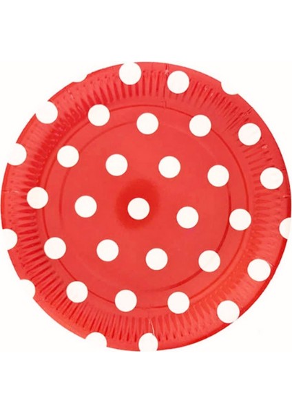 Doğum Günü Tabak, Bardak, Peçete ve Mısır Kutusu Seti Kırmızı Puantiyeli fiyatları