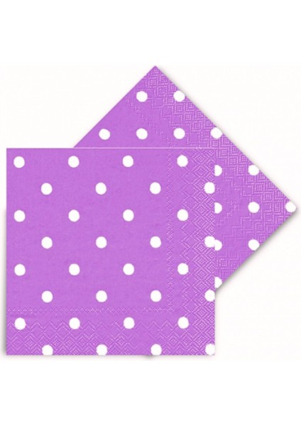 Doğum Günü ve Özel Günler Için Mor Puantiyeli Peçete, Mısır Kutusu ve Masa Örtüsü Seti fiyatları