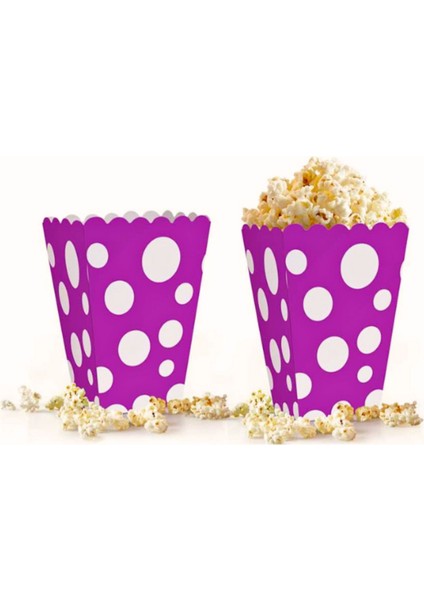 Doğum Günü ve Özel Günler Için Mor Puantiyeli Peçete, Mısır Kutusu ve Masa Örtüsü Seti modelleri