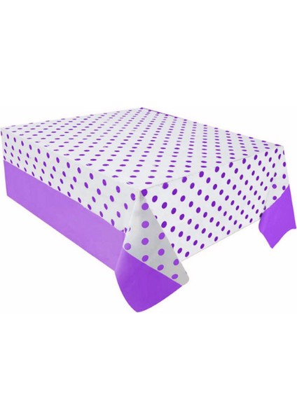 Doğum Günü ve Özel Günler Için Mor Puantiyeli Peçete, Mısır Kutusu ve Masa Örtüsü Seti fırsatları