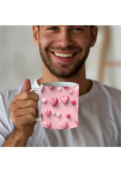 Kalp Baskılı 3D Tasarım Seramik Kupa Mug - Kupa Bardak fiyatları