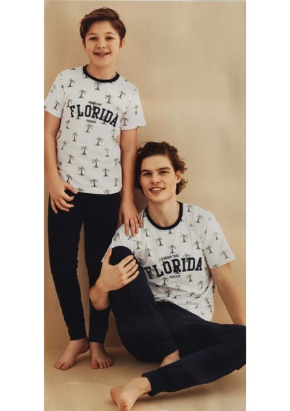 Erkek Çocuk Kısa Kol , Uzun Pantolonlu Penye Pijama Takım M00679