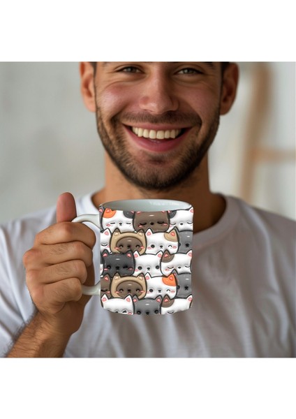 Kedi Baskılı 3D Tasarım Seramik Kupa Mug - Hediyelik Kediler Kupa Bardak fiyatları